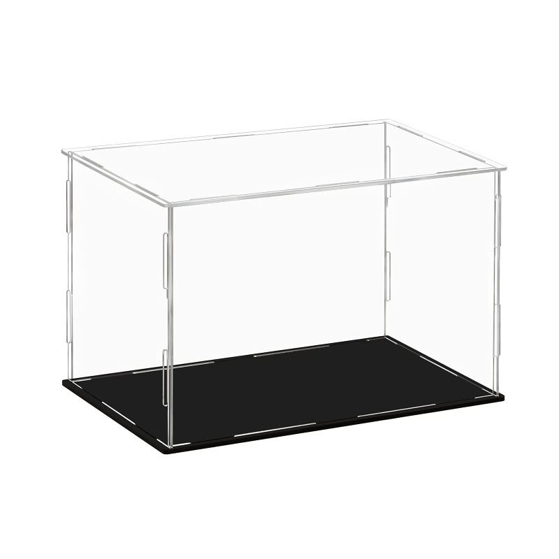 WANLIAN Clear Acrylic Display Case Self-Assembly Display Box with Black Acrylic Base Countertop Box Cube Organizer Stand Riser Dustproof Protection Showcase for Action Figures Toys Collectibles(9.5x8x8 inch)  - Image 1