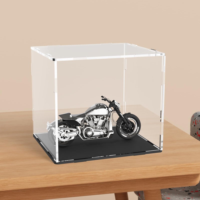 WANLIAN Clear Acrylic Display Case Self-Assembly Display Box with Black Acrylic Base Countertop Box Cube Organizer Stand Riser Dustproof Protection Showcase for Action Figures Toys Collectibles(9.5x8x8 inch)  - Image 3