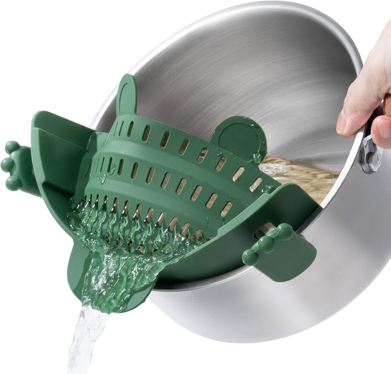 Li & Zhao Li&Zhao Clip on Strainer - Fine Mesh Strainer Pasta Strainer Pot Strainers for Kitchen Collapsible Colander Food Strainer(Green) - Image 1