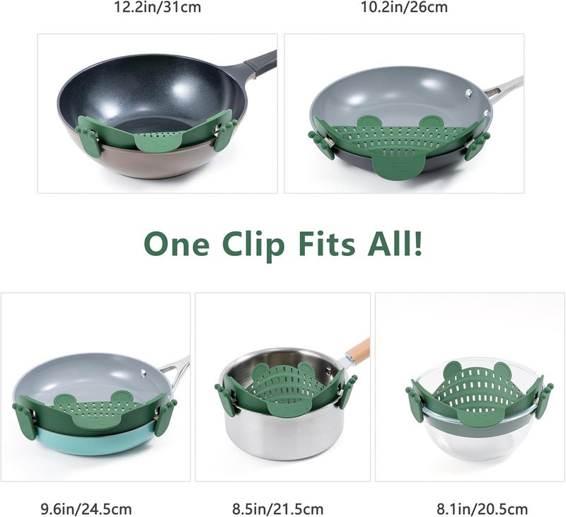 Li & Zhao Li&Zhao Clip on Strainer - Fine Mesh Strainer Pasta Strainer Pot Strainers for Kitchen Collapsible Colander Food Strainer(Green) - Image 3