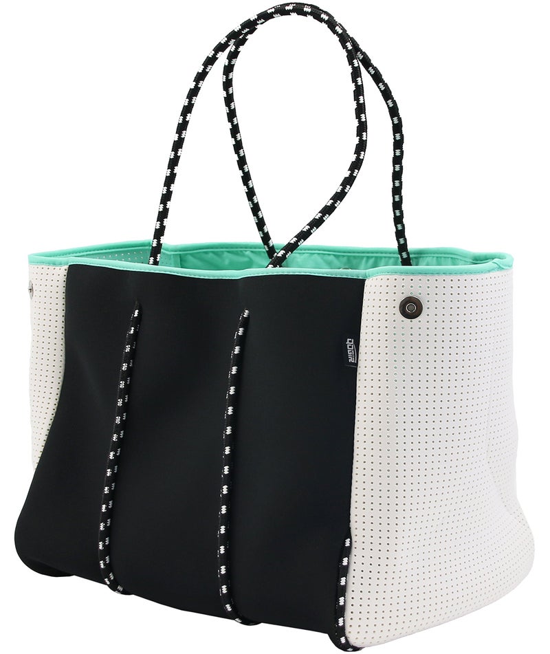 QOGiR Neoprene Multipurpose Beach Bag Tote with Inner Zipper Pocket Black Large - Image 2