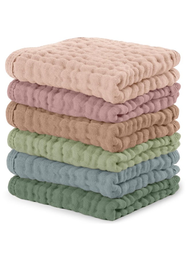 Comfy Cubs Comfy Cubs Muslin Baby Washcloths 6 Pack - Soft 6-Layer Cotton Wash Cloths for Sensitive Skin - 10"x10" Large, Gentle, Absorbent Infant Essentials for Newborn and Toddlers - Multicolor - Image 1