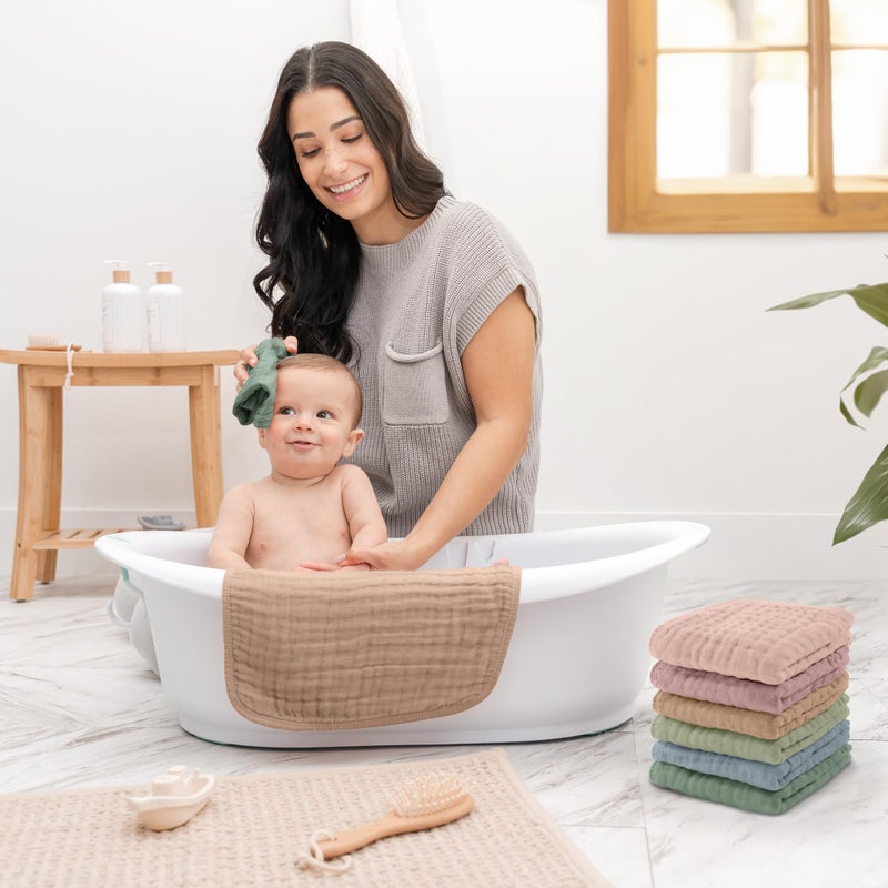 Comfy Cubs مناديل استحمام للأطفال من كومفي كابس - 6 قطع - مناديل قطنية ناعمة 6 طبقات للبشرة الحساسة - 10"x10" كبيرة، لطيفة، ماصة، أساسيات للأطفال الرضع والأطفال الصغار - (متعدد الألوان) - Image 2