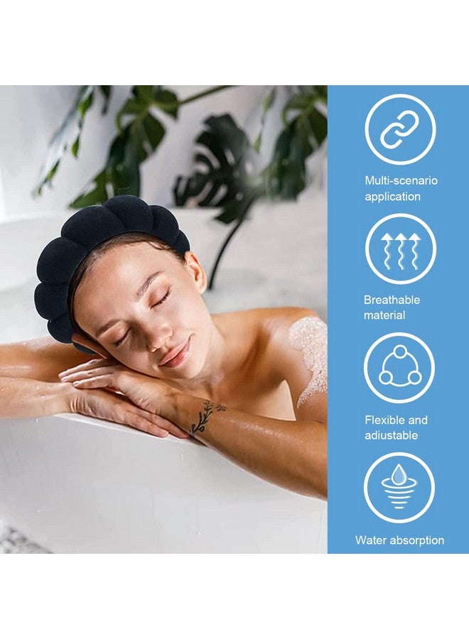 ماي كرييت ® عصابة رأس سبا للوجه للنساء والفتيات عصابة رأس إسفنجية ناعمة للوجه وغسل الدش وعصابة رأس للمكياج، عصابة رأس أنيقة على شكل سحاب، عصابة شعر غير قابلة للانزلاق، أغطية رأس سوداء - Image 4