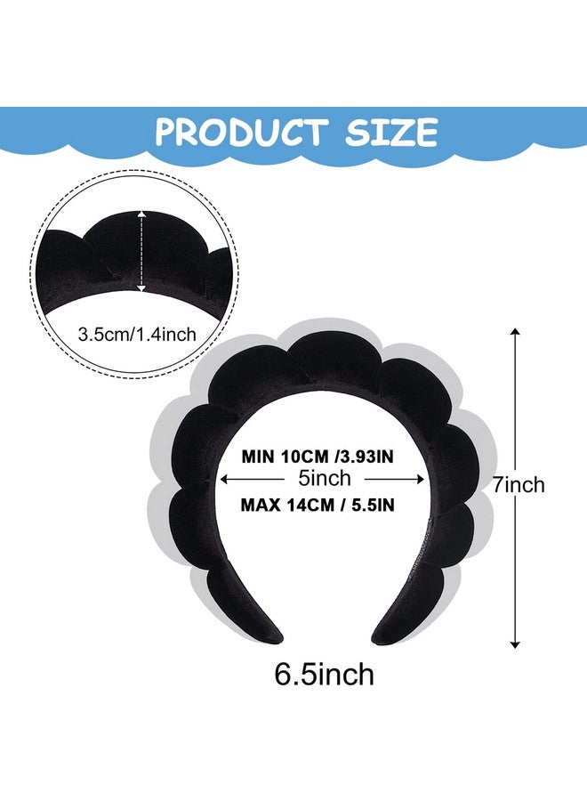 ماي كرييت ® عصابة رأس سبا للوجه للنساء والفتيات عصابة رأس إسفنجية ناعمة للوجه وغسل الدش وعصابة رأس للمكياج، عصابة رأس أنيقة على شكل سحاب، عصابة شعر غير قابلة للانزلاق، أغطية رأس سوداء - Image 2