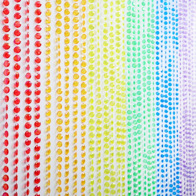 FlavorThings 3FTX6FT Colorful Diamond Cut Crystal Beaded Curtain for Doorway Room Closet Divider Party Wedding Kids Bedroom DecorationsDiamond Cut Bead Curtain Rainbow