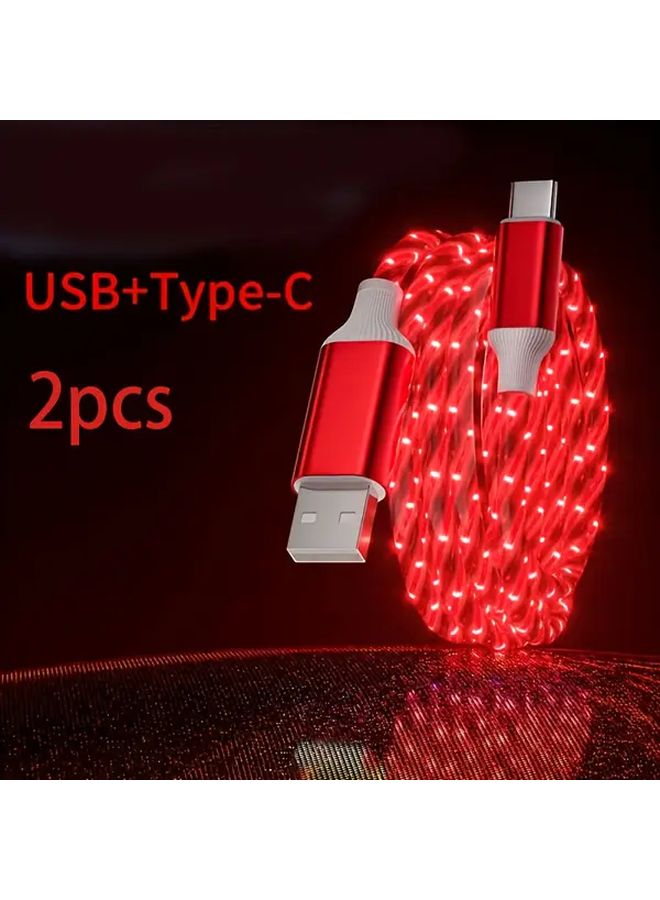 شاحن USB-C سريع الشحن من مزدوج الحزمة كابل بيانات متوهج بتدفق نيزكي نانو RGB - Image 4