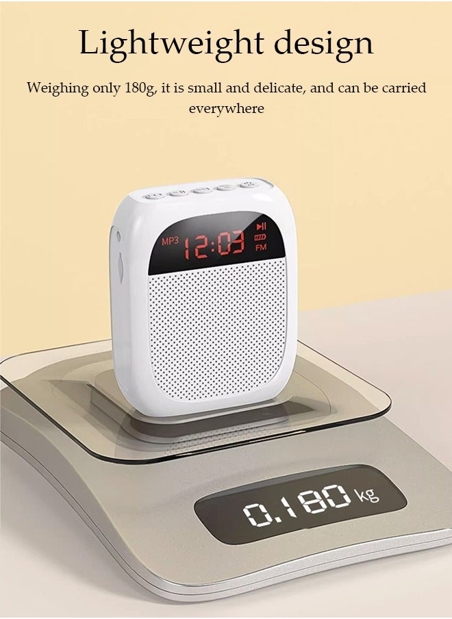 DUNISO - Voice Amplifier With Wired Microphone Headphones, Portable Rechargeable System Speaker, Personal Voice Bluetooth Amplifier, Teacher Speaker, Equipped With Led Display And Belt, Suitable For Tour Guides, Teachers, Yoga, Fitness，White - Image 1