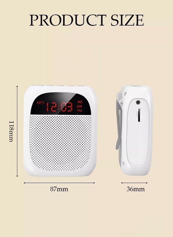 DUNISO Portable Voice Amplifier , Portable Rechargeable PA System , Personal Microphone Speech AmplifierWith Wired Microphone Headphones,Equipped With Led Display And Belt, Suitable For Tour Guides, Teachers, Yoga, Fitness，White - Image 2