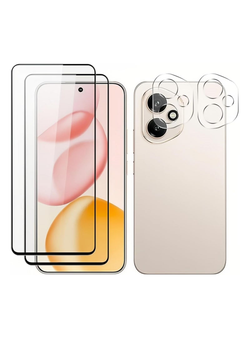 Aookay [2+2 Pack] Compatible with Honor 400 5G Screen Protector & Camera Lens Protector HD Tempered Glass, [Support Fingerprint Unlocking] 9H Hardness Anti-Scratch Bubble-Free  - Image 1