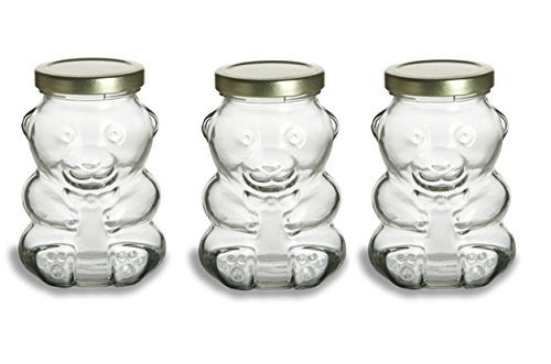 Nakpunar 9 oz Glass Bear Jars with Lids for Honey, Candies, Piggy Banks (3, Gold) - Image 5