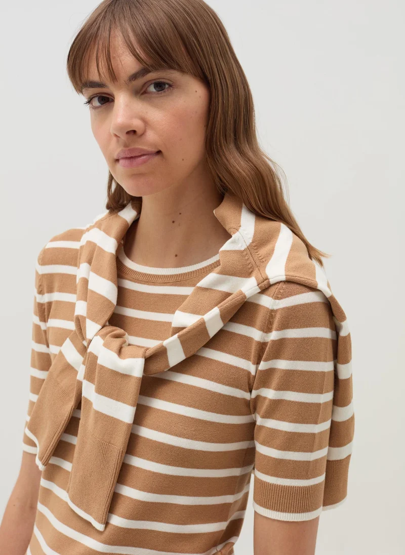 Ovs Short-sleeved top with striped pattern