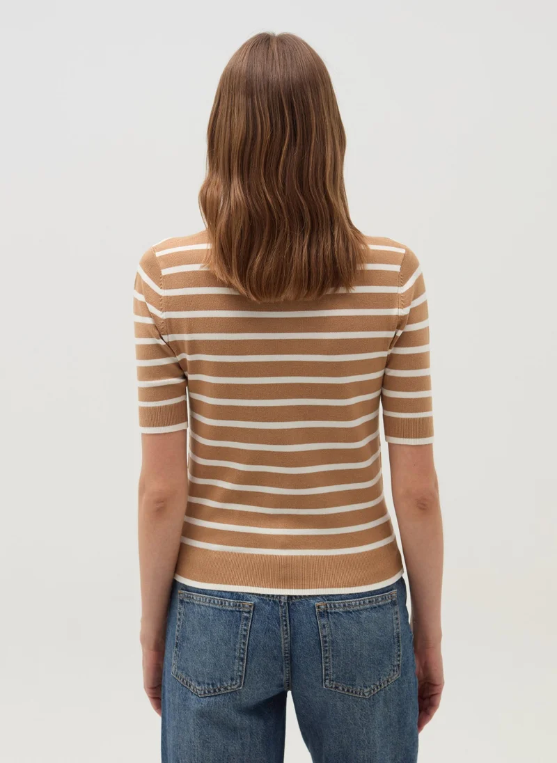 Ovs Short-sleeved top with striped pattern