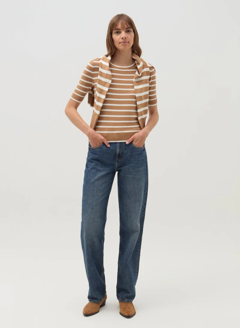 Ovs Short-sleeved top with striped pattern