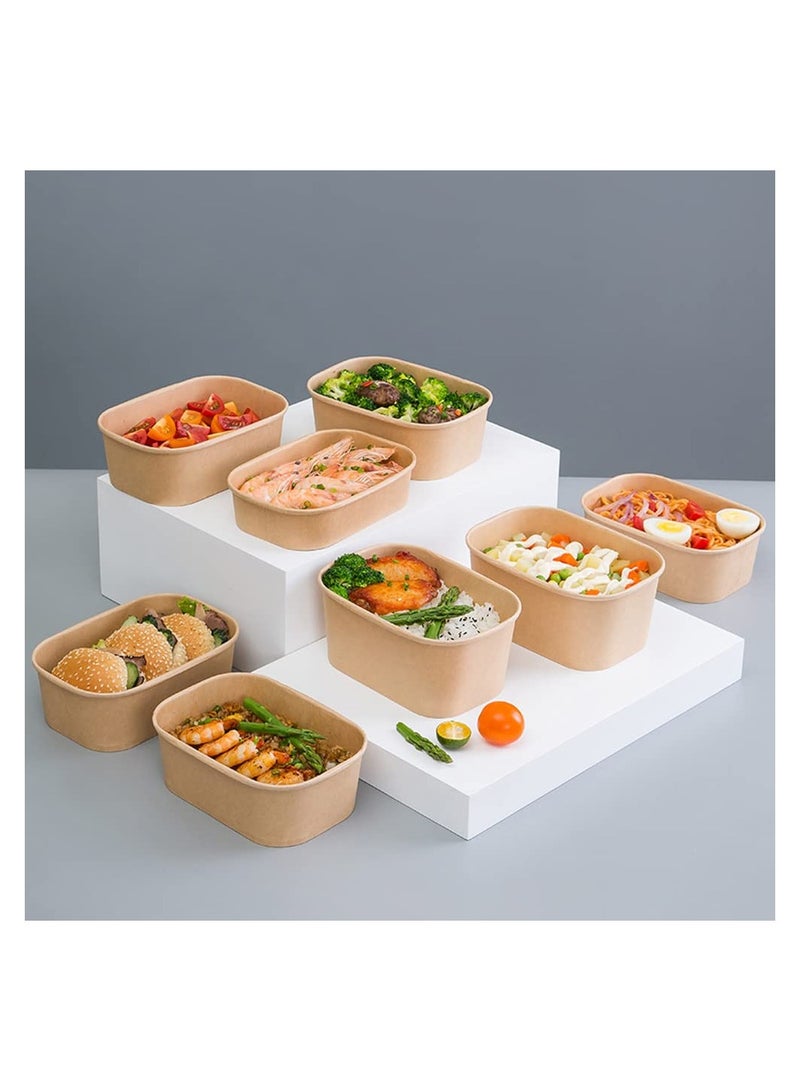 SOLARAE Salad Box, 25 PCS Kraft Paper Salad Box, Paper Square Lunch Box, Take Out Salad Box, Oil and Water Resistant, for Takeaway, Fitness Lunch, Salad, Reusable Plastic Food Containers for Meal Prep - Image 5