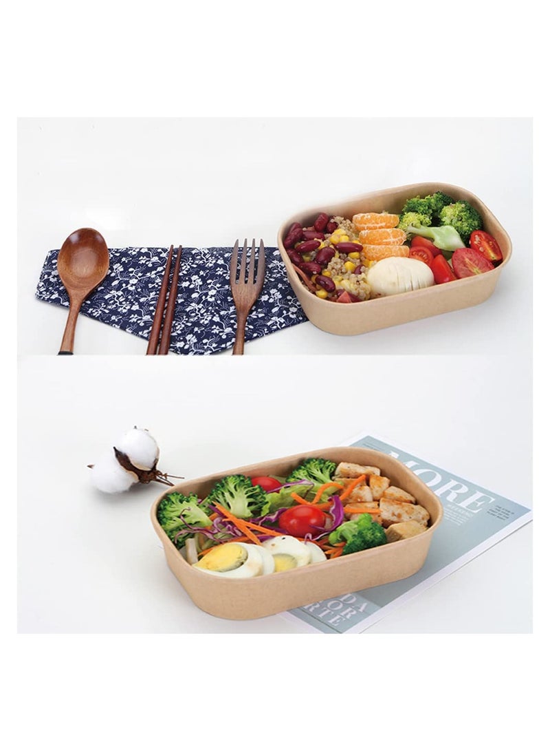 SOLARAE Salad Box, 25 PCS Kraft Paper Salad Box, Paper Square Lunch Box, Take Out Salad Box, Oil and Water Resistant, for Takeaway, Fitness Lunch, Salad, Reusable Plastic Food Containers for Meal Prep - Image 4