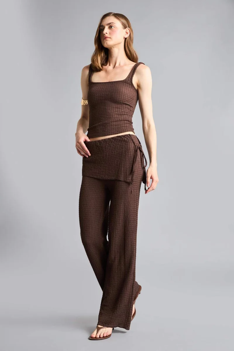 Defacto Waffle Wide Leg Trousers