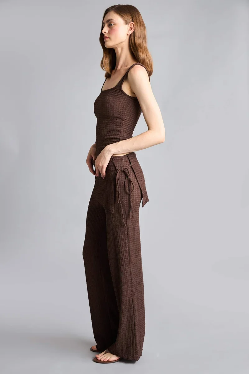 Defacto Waffle Wide Leg Trousers