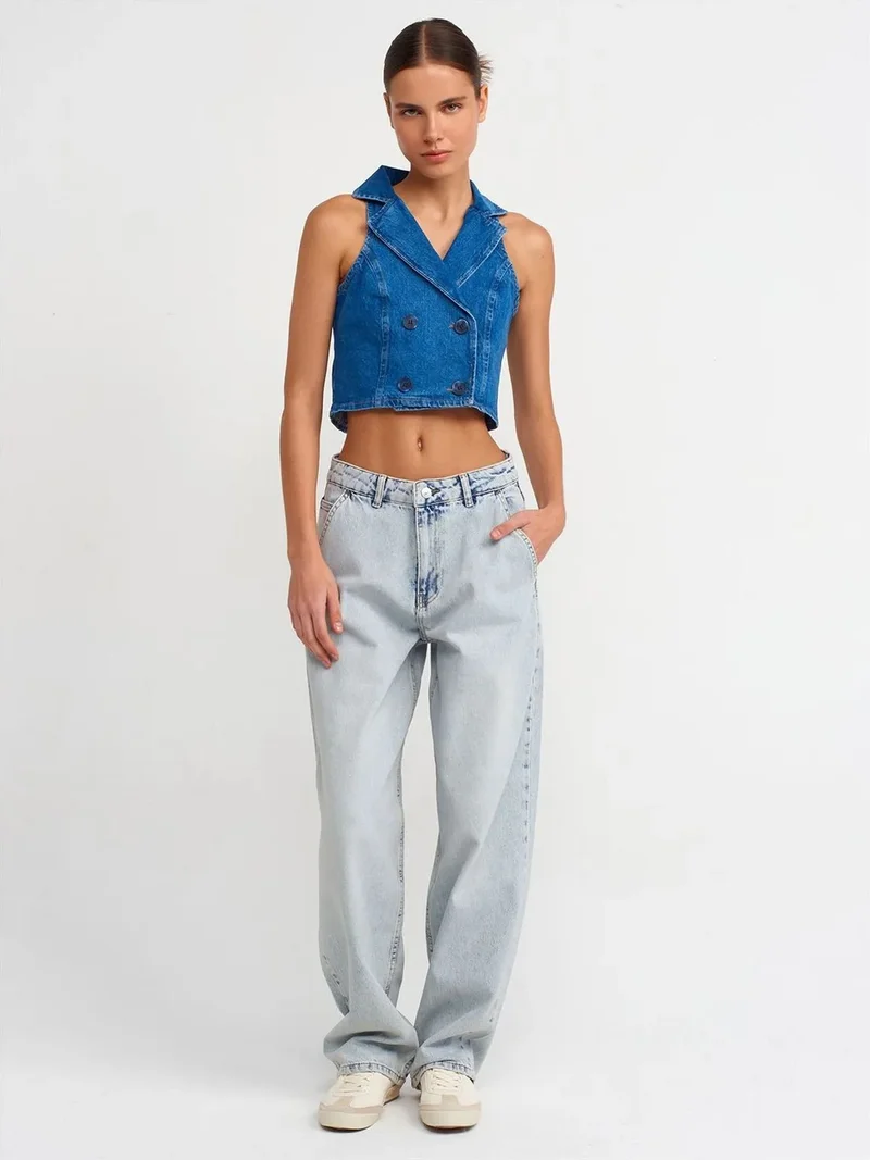 Dilvin DILVIN High-Waist Wide-Leg Cotton Jeans