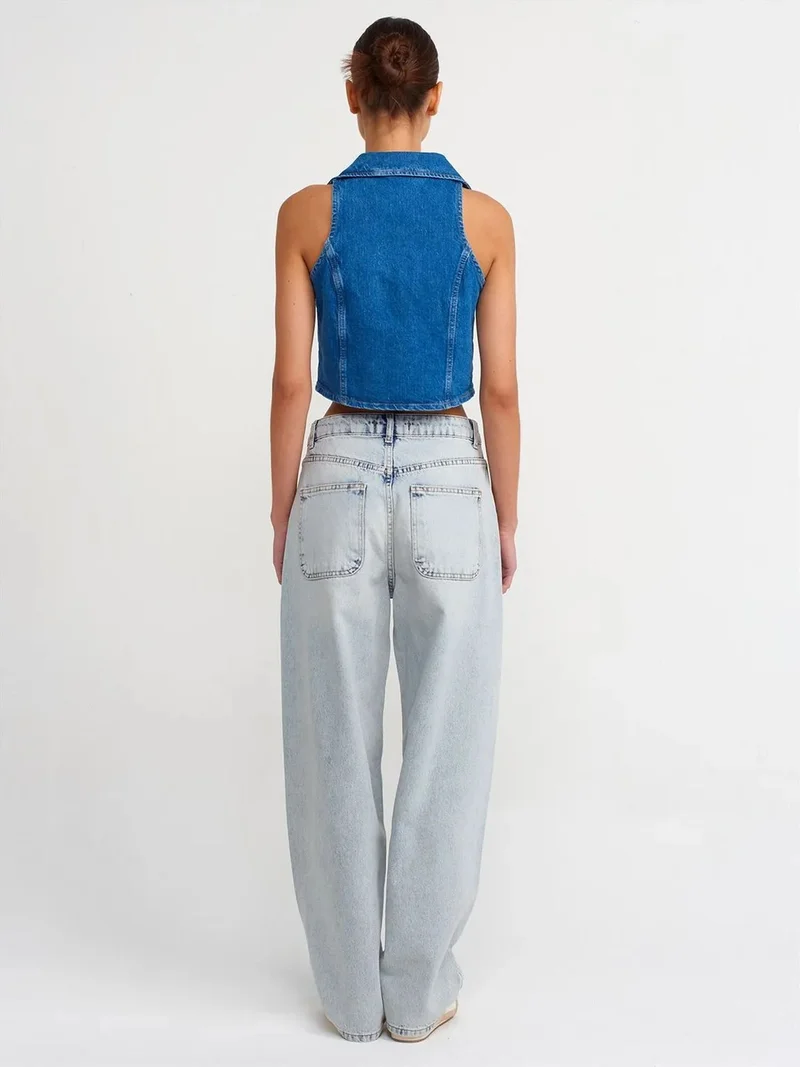Dilvin DILVIN High-Waist Wide-Leg Cotton Jeans