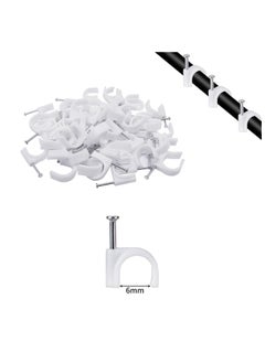 Duravel Duravel Electrical Cable Wire Round Clips, Steel Nails Tacks Holder for Organizing Electric Wires Cables Lines - White (6mm - 100Pcs)  - Image 2