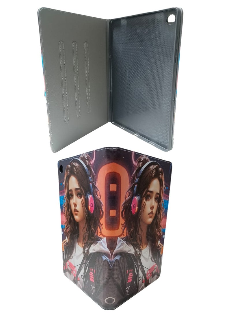 Anime girl with headphones Print Flip case Compatible with Samsung Galaxy Tab A9 Plus/A9+ 11 Inch 2023 (SM-X210/X216/X218), Case with Pen Holder, Stand Protective Case - Image 4