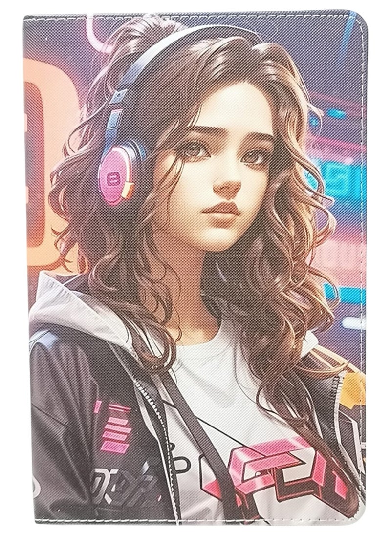 Anime girl with headphones Print Flip case Compatible with Samsung Galaxy Tab A9 Plus/A9+ 11 Inch 2023 (SM-X210/X216/X218), Case with Pen Holder, Stand Protective Case - Image 5
