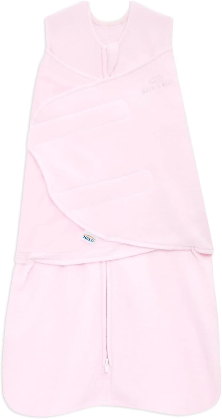 Halo Micro-Fleece Sleepsack Swaddle, 3-Way Adjustable Wearable Blanket, TOG 3.0, Soft Pink, Small, 3-6 Months - Image 1