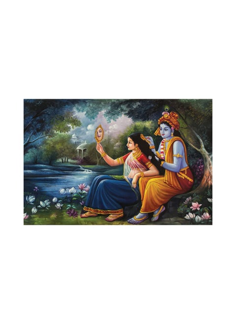 Dharvika Innovations Radha Krishna Poster Sparkle Coated Self Adhesive Waterproof Vinyl Print Without Frame 24 x 36 inch
