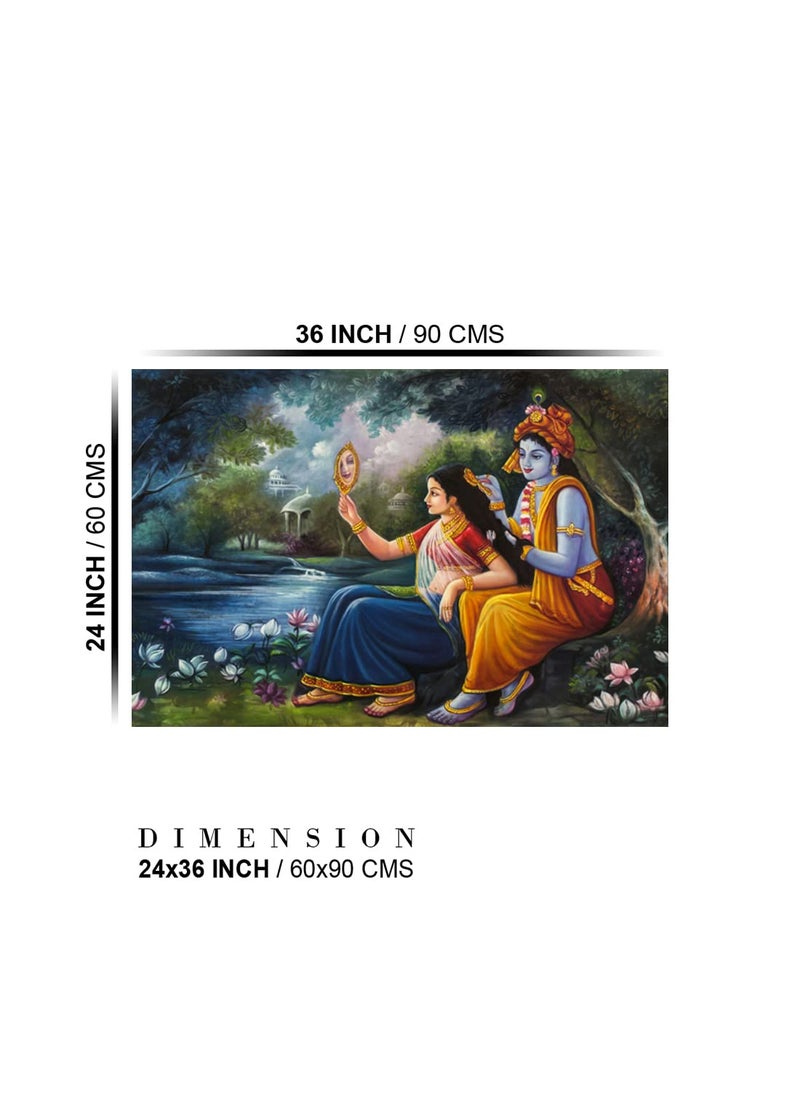 Dharvika Innovations Dharvika Innovations Radha Krishna Poster Sparkle Coated Self Adhesive Waterproof Vinyl Print Without Frame 24 x 36 inch  - Image 2