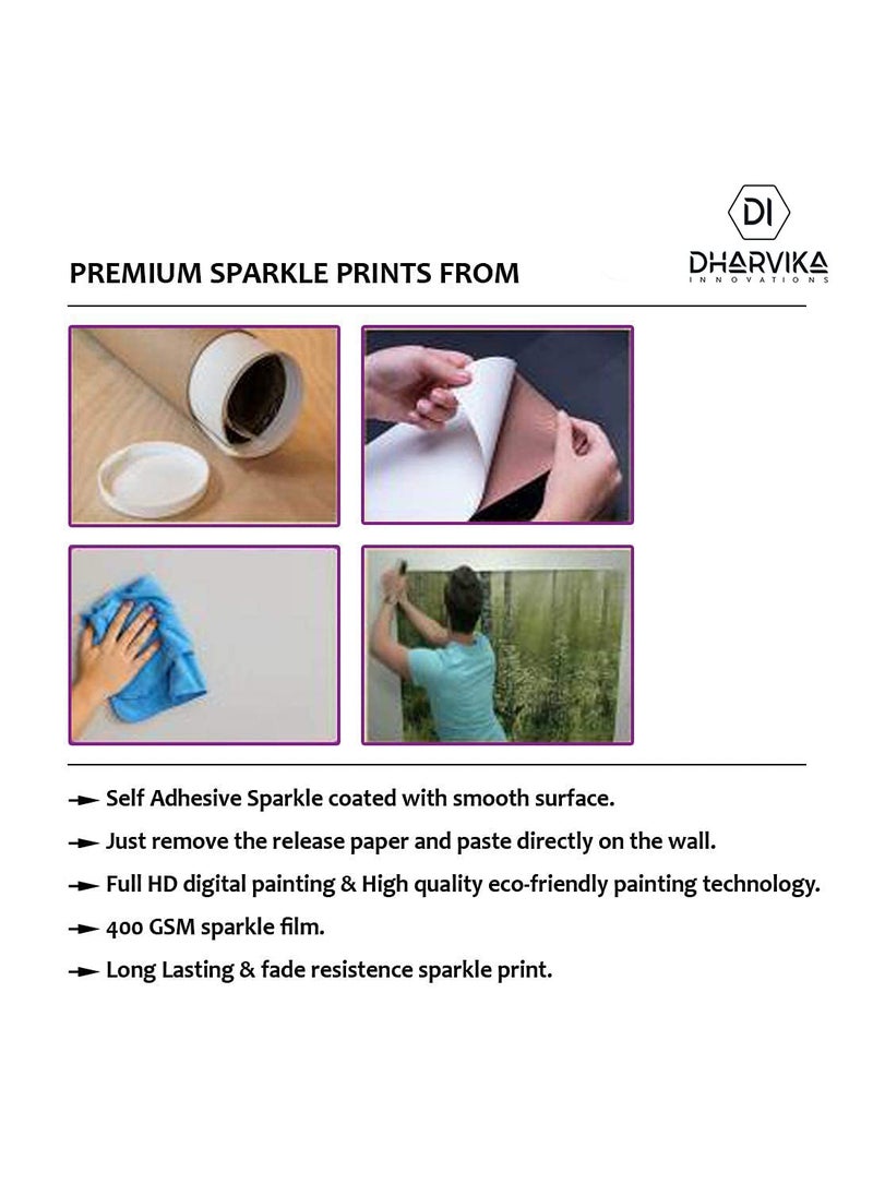Dharvika Innovations Dharvika Innovations Radha Krishna Poster Sparkle Coated Self Adhesive Waterproof Vinyl Print Without Frame 24 x 36 inch  - Image 4