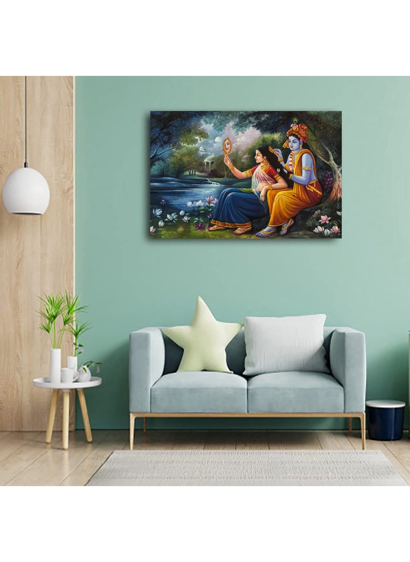 Dharvika Innovations Dharvika Innovations Radha Krishna Poster Sparkle Coated Self Adhesive Waterproof Vinyl Print Without Frame 24 x 36 inch  - Image 3