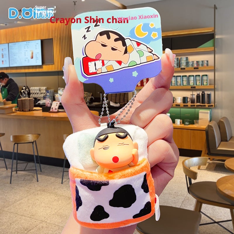 Crayon Shin-chan Plush Bed Keychain Cartoon Car Bag Pendant Gift - Image 2