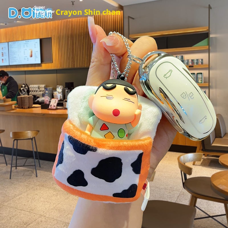 Crayon Shin-chan Plush Bed Keychain Cartoon Car Bag Pendant Gift - Image 3