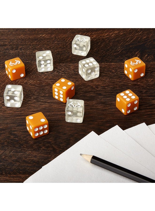 Brybelly Realtree Edge Dice Set - 10 Pack of Orange & Clear Game Pieces - Six-Sided Dice Board Gaming Accessories - Cool Outdoors Themed Stuff for Father's Day, Family Game Night, Dice Rollers - Image 5
