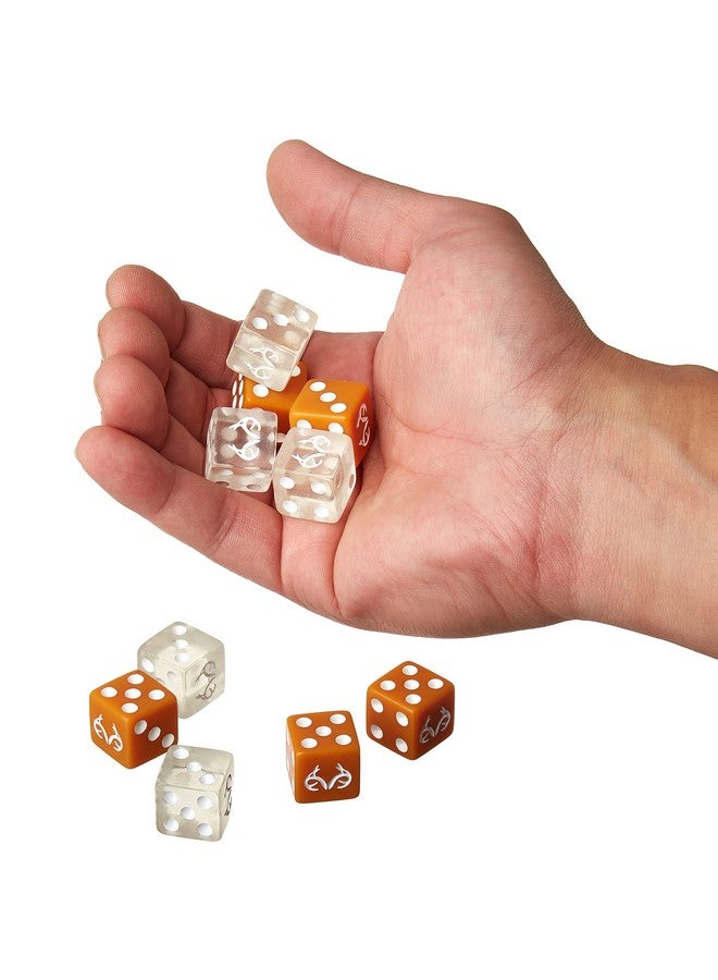 Brybelly Realtree Edge Dice Set - 10 Pack of Orange & Clear Game Pieces - Six-Sided Dice Board Gaming Accessories - Cool Outdoors Themed Stuff for Father's Day, Family Game Night, Dice Rollers - Image 4