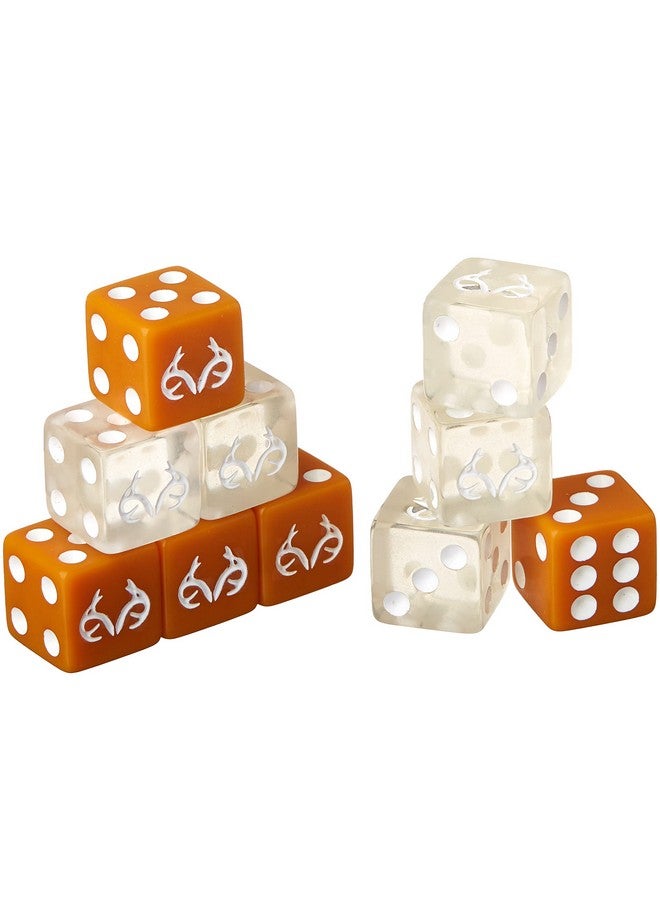 Brybelly Realtree Edge Dice Set - 10 Pack of Orange & Clear Game Pieces - Six-Sided Dice Board Gaming Accessories - Cool Outdoors Themed Stuff for Father's Day, Family Game Night, Dice Rollers - Image 2