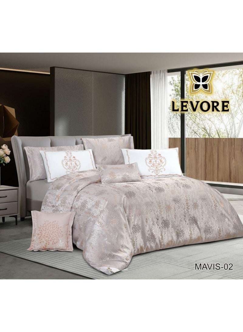 ليفور مفرش العيدنفرين من نسيج الجاكار مبطن قطن  -8 قطع