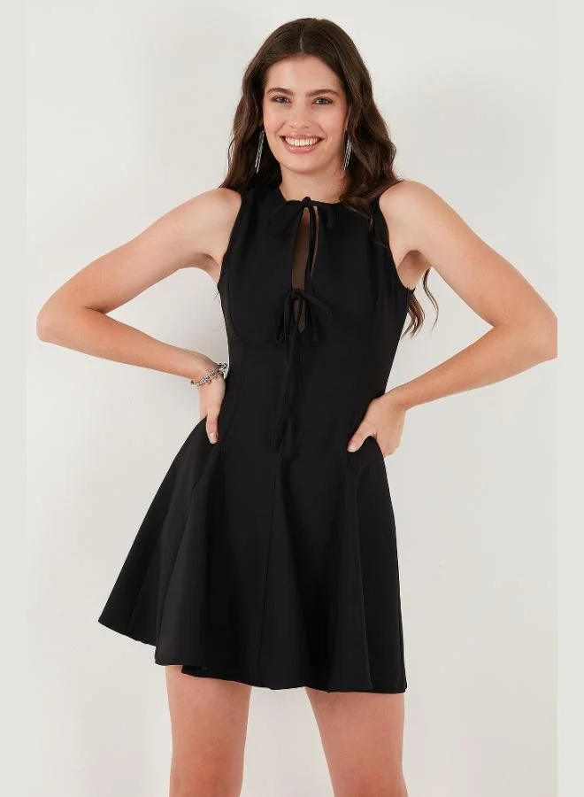 Lela  Lela Regular Fit Flared Skirt Tie Detail Sleeveless Mini Dress Women's DRESS 6525592 for Women | Best Price UAE