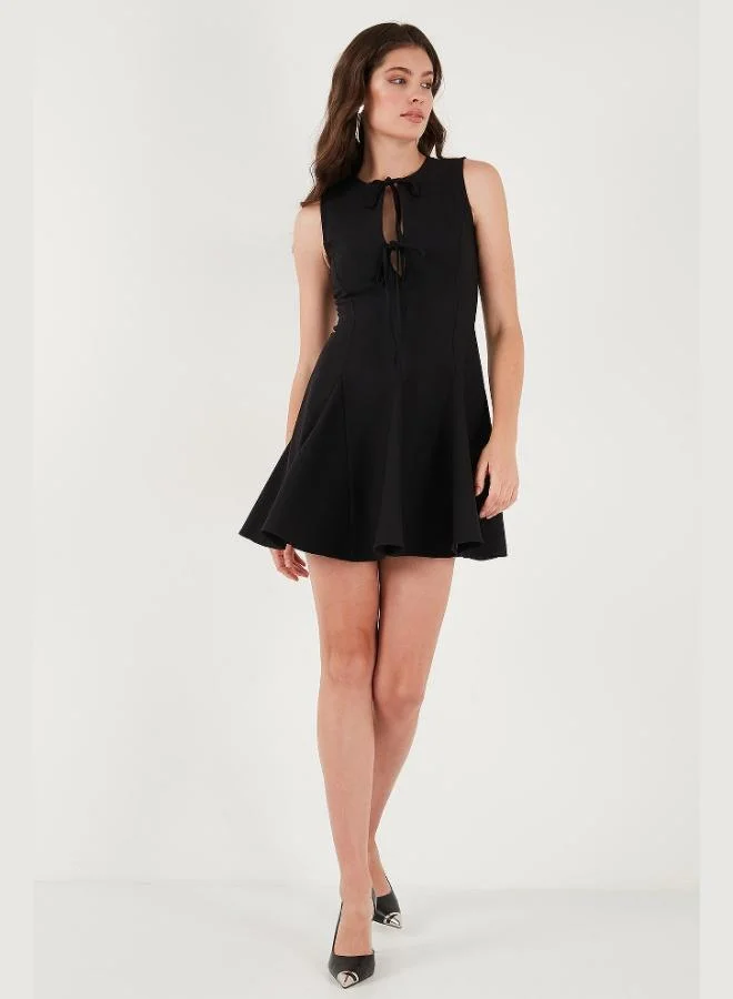 Lela  Lela Regular Fit Flared Skirt Tie Detail Sleeveless Mini Dress Women's DRESS 6525592 for Women | Best Price UAE