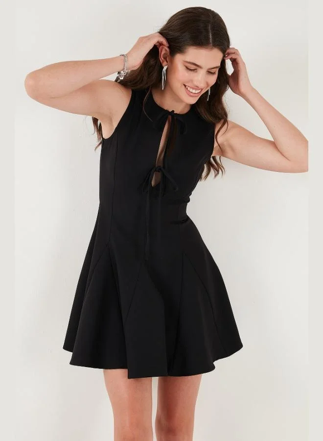 Lela  Lela Regular Fit Flared Skirt Tie Detail Sleeveless Mini Dress Women's DRESS 6525592 for Women | Best Price UAE