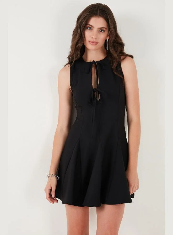 Lela  Lela Regular Fit Flared Skirt Tie Detail Sleeveless Mini Dress Women's DRESS 6525592 for Women | Best Price UAE