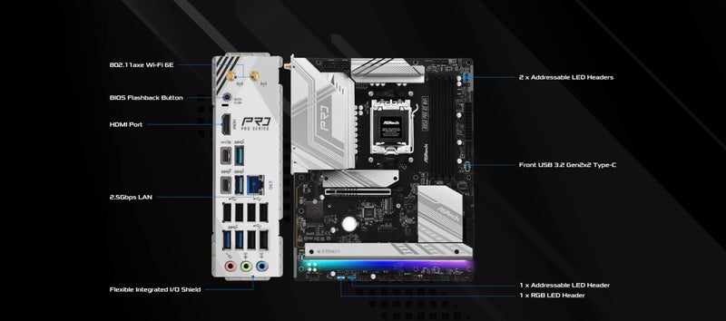 ASRock AMD B850 Pro RS WiFi 6E Socket AM5 Ryzen 9000/8000/7000 Series DDR5 up to 8000+ (OC) MHz 256GB ATX Motherboard M.2 SATA3 6.0 Gb/s PCIe 5.0 BIOS Flashback 2.5G LAN - Image 5
