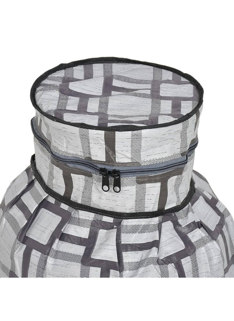 Kuber Industries Kuber Industries Square Printed Stain Dust Proof PVC Lpg Gas Cylinder Cover GreyHS43KUBMART25626 Standard  - Image 3