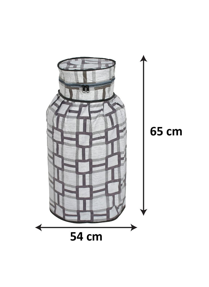Kuber Industries Kuber Industries Square Printed Stain Dust Proof PVC Lpg Gas Cylinder Cover GreyHS43KUBMART25626 Standard  - Image 5
