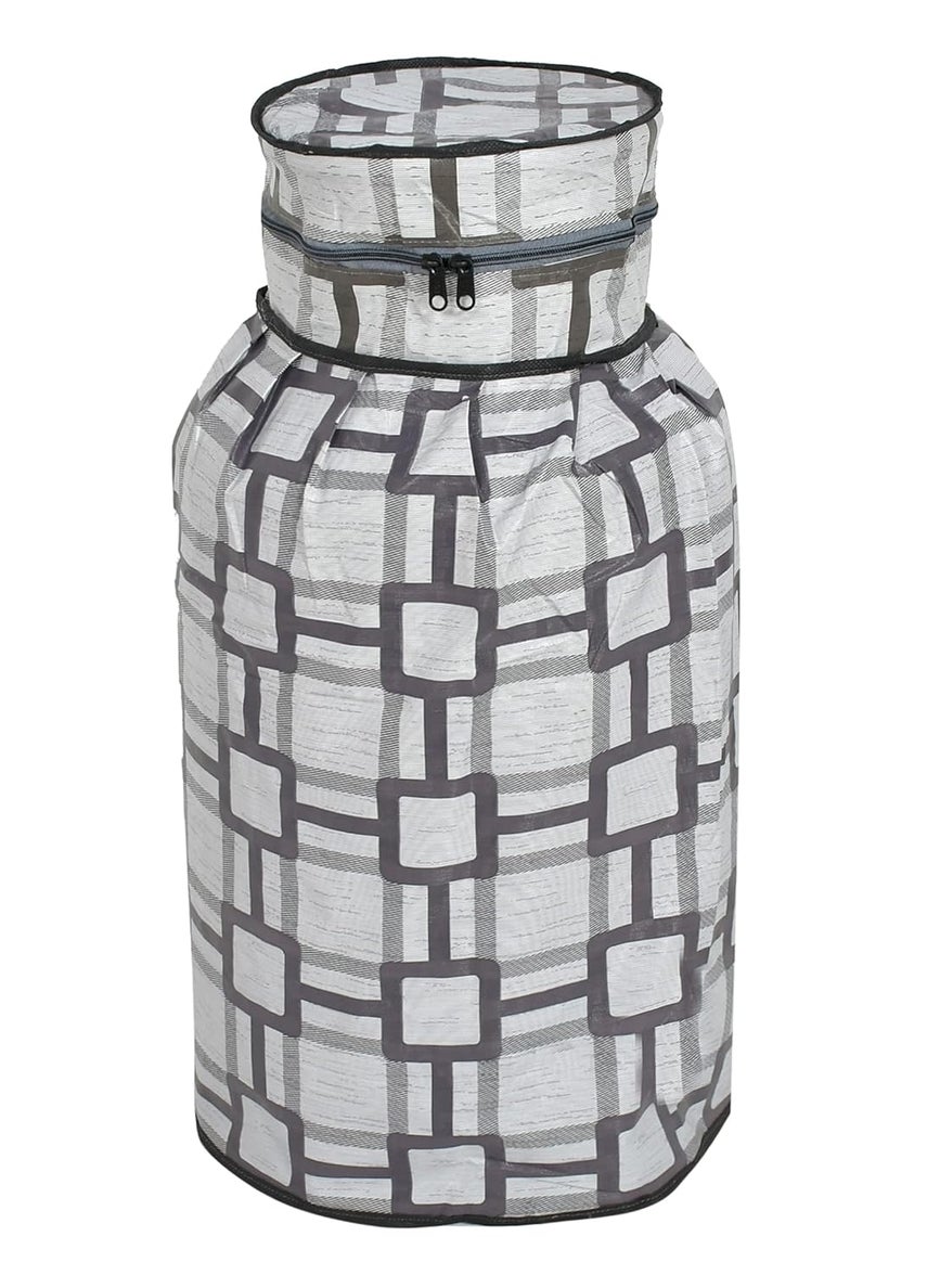 Kuber Industries Kuber Industries Square Printed Stain Dust Proof PVC Lpg Gas Cylinder Cover GreyHS43KUBMART25626 Standard  - Image 2