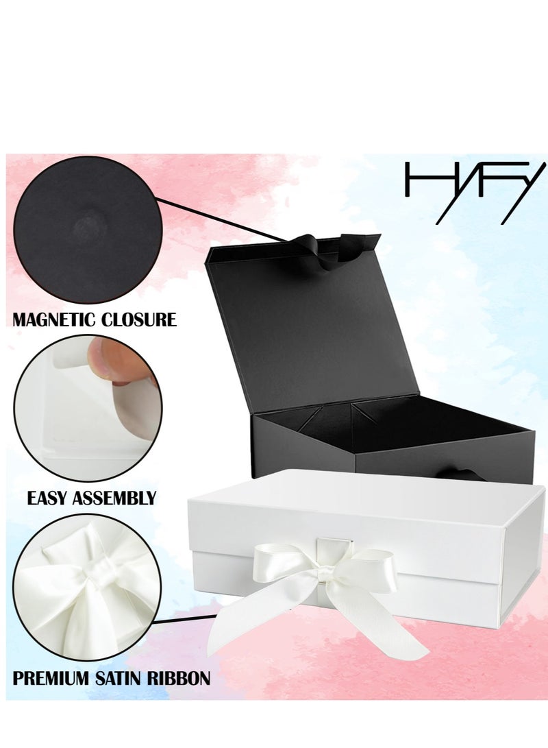 HYFY White Gift Box With Gift Bag 32x20x10cm Large luxury Gift box White Gift Boxes Magnetic Closure with Ribbon with Foldable Lid boxes for Women Wedding bridal Gifts Birthday Wedding Gifts Packaging - Image 3
