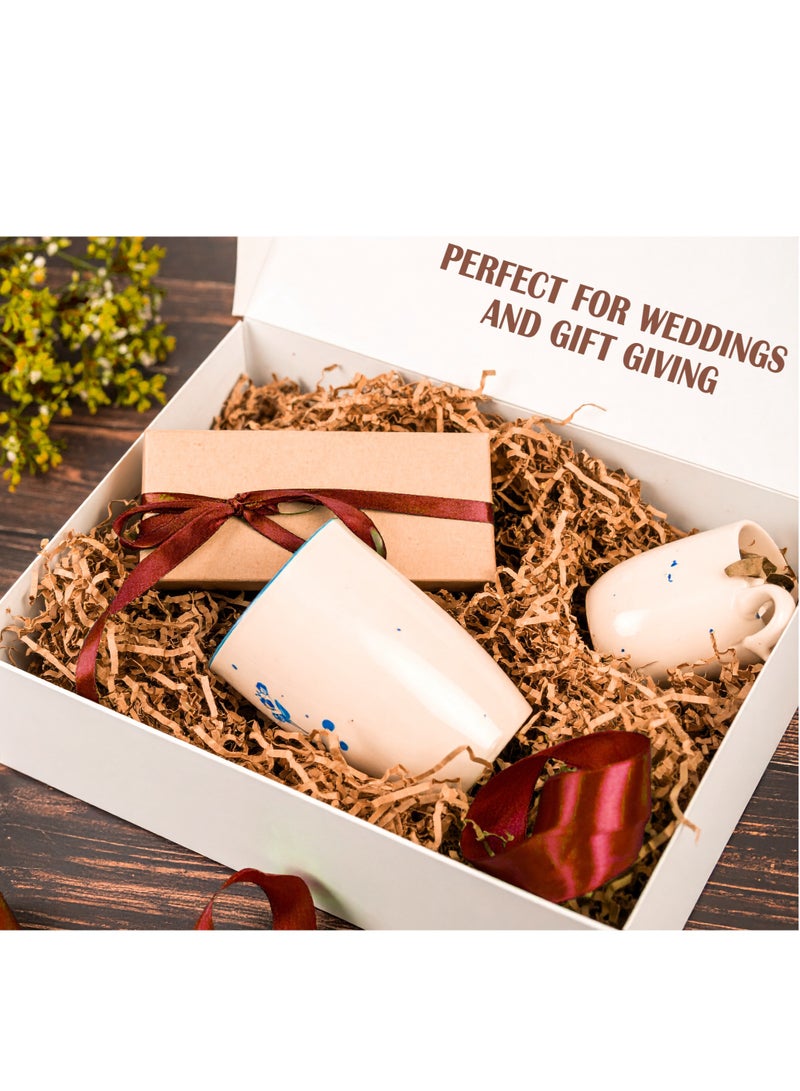 HYFY White Gift Box With Gift Bag 32x20x10cm Large luxury Gift box White Gift Boxes Magnetic Closure with Ribbon with Foldable Lid boxes for Women Wedding bridal Gifts Birthday Wedding Gifts Packaging - Image 4