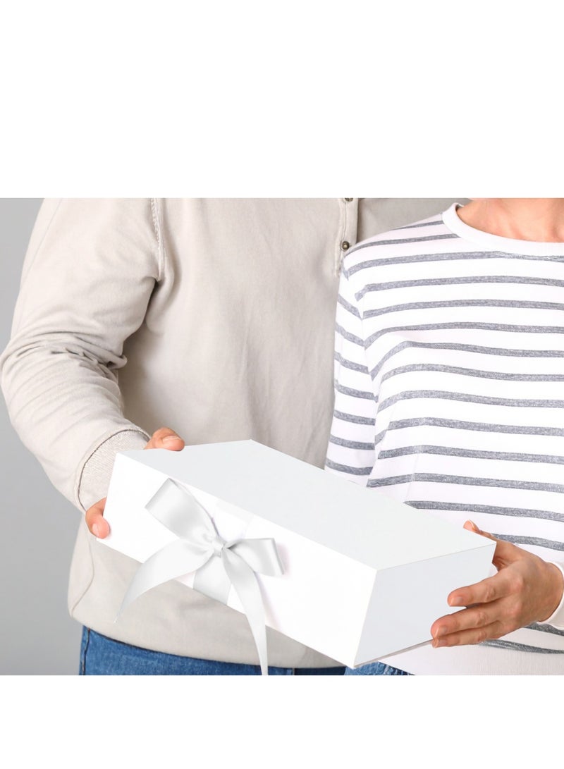 HYFY White Gift Box With Gift Bag 32x20x10cm Large luxury Gift box White Gift Boxes Magnetic Closure with Ribbon with Foldable Lid boxes for Women Wedding bridal Gifts Birthday Wedding Gifts Packaging - Image 5