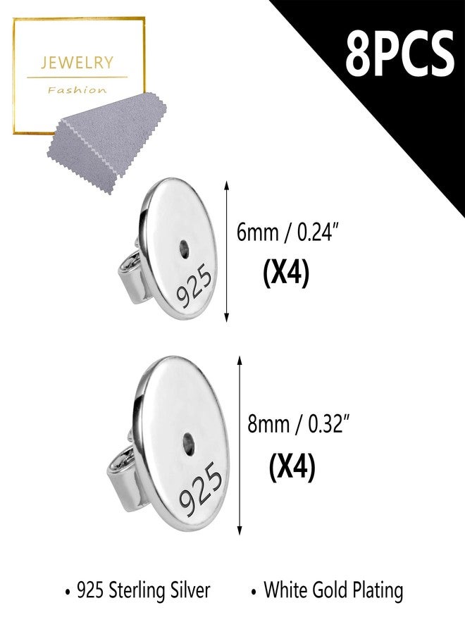 ALEXCRAFT 925 Sterling Silver Earring Backs for Studs Hypoallergenic Earring Backs for Droopy Ears Back for Heavy Earing Replacements（4 Pairs） - Image 2
